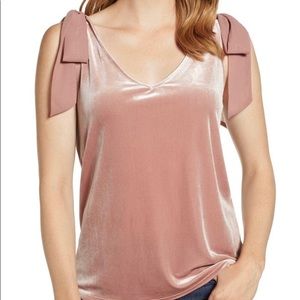 Gibson Velvet Bow-Tie Tank in Pink